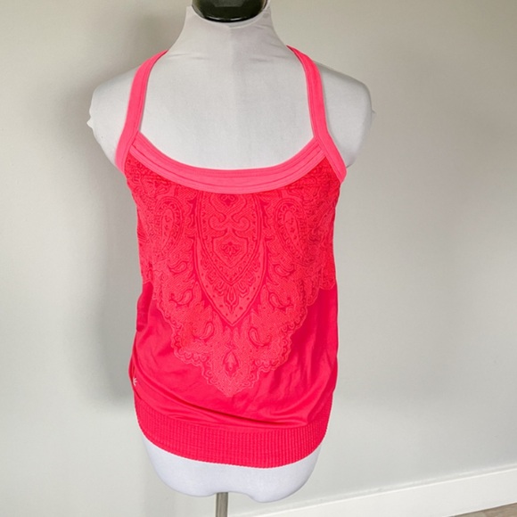 Athleta Pink Paisley Tank Top with Bulit In Bra - Picture 1 of 6